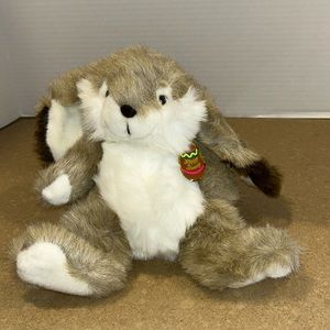 Brown & White Long Eared Bunny with Sassy Tail Stuffed Animal EASTER